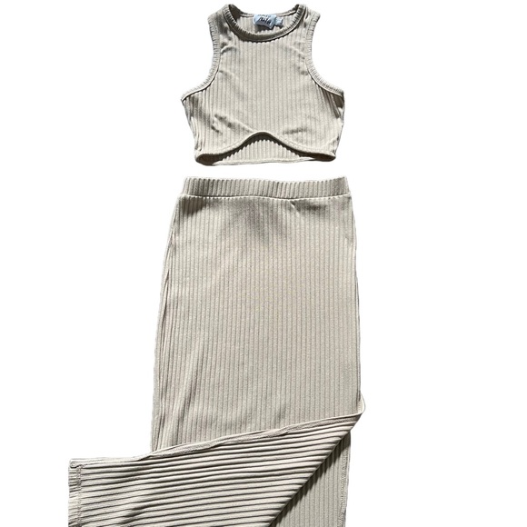 PRINCESS POLLY NUDE TWO PIECE MIDI SKIRT SET “ELLIE SET IN BEIGE” SIZE 2 - Picture 9 of 16